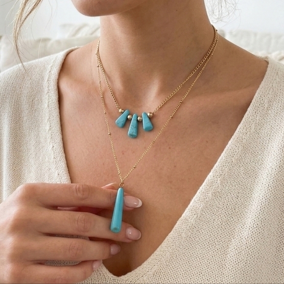 paparazzi Jewelry - Paparazzi Boho Gold Layered Necklace with Turquoise Accents
